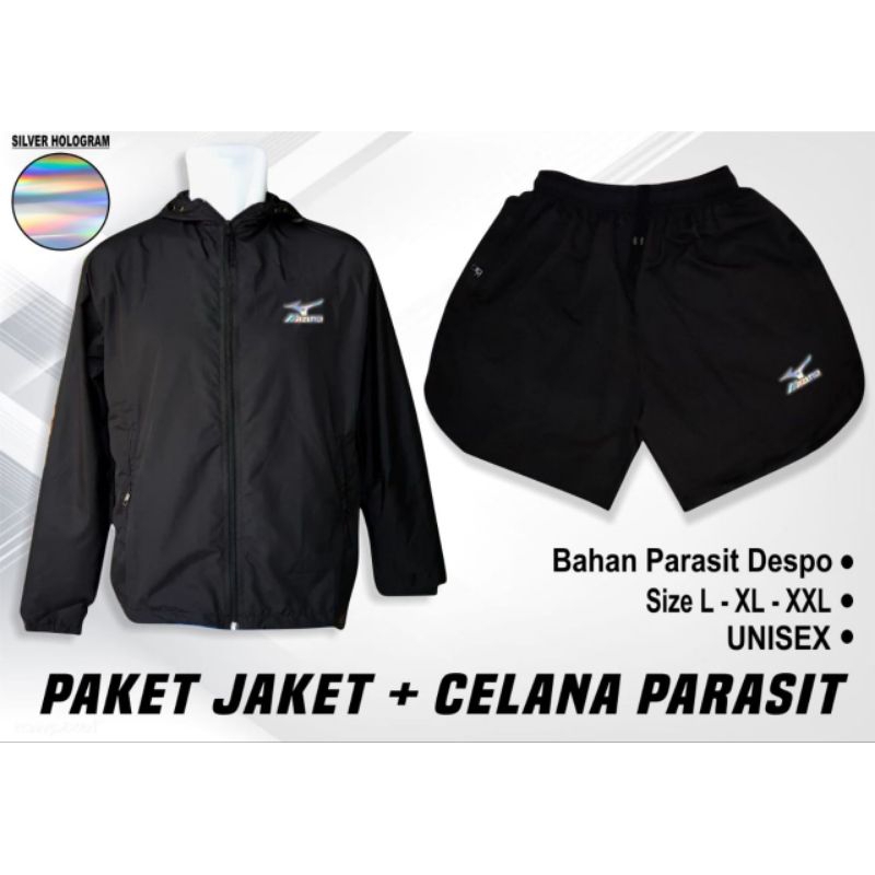 1 Set Jaket Celana Parasut Olahraga Running Jogging Voli