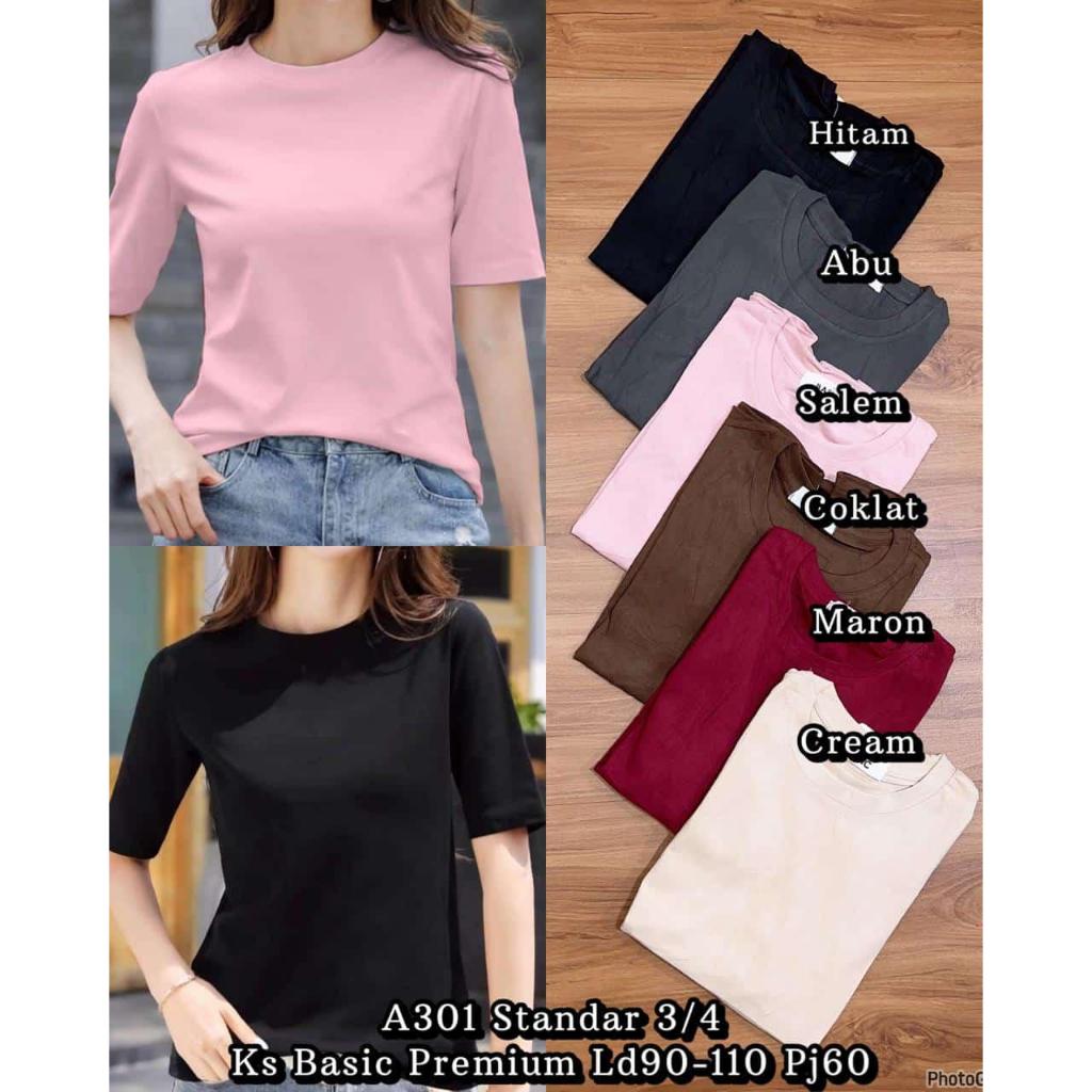 KAOS O NECK POLOS 3/4 A301 BAHAN KAOS IMPORT LD : 90-110 PJ : 60