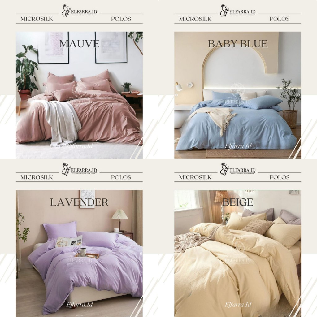ELFARRA | Sprei Set Bedcover 180x200 | Bed Cover Set | Sprei Premium | Sprei Katun POLOS