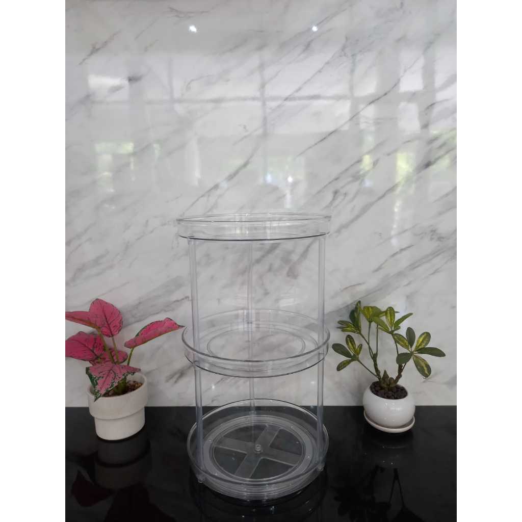 Rak Kosmetik Putar ss 3 / Rak Putar Akrilik / Rak Meja Hiasan Murah