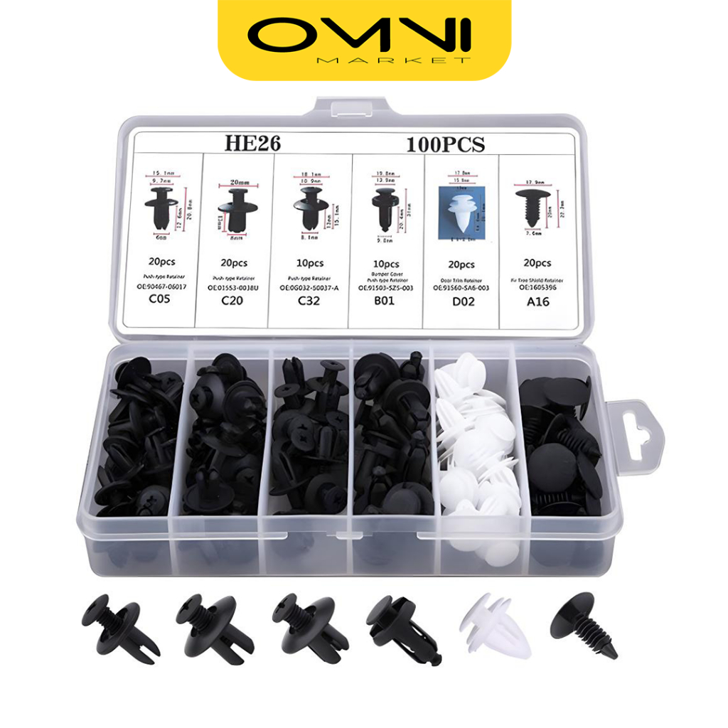 【100PCS】Baut Rivet Mobil Serbaguna Bumper Klip Sekrup Plastik Clip Bemper Universal HM086