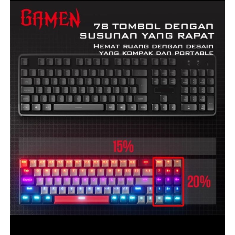 GAMEN Titan Elite Keyboard Gaming Mechanical 78 Keys Ergonomic Design Original
