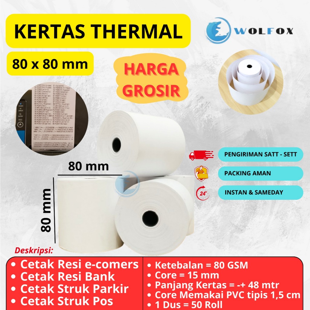 

KERTAS THERMAL 80X80 MM / KERTAS STRUK KASIR