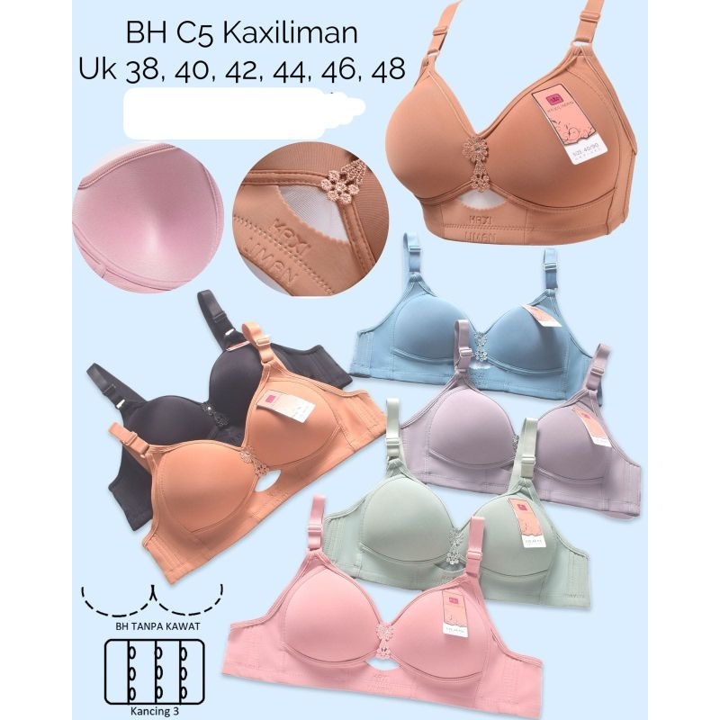 BH BRA IMPORT JUMBO / BIG SIZE TANPA KAWAT CUP C CUP BESAR 3kait no 38-48 KAXILIMAN c5 ADEM MELAR EL