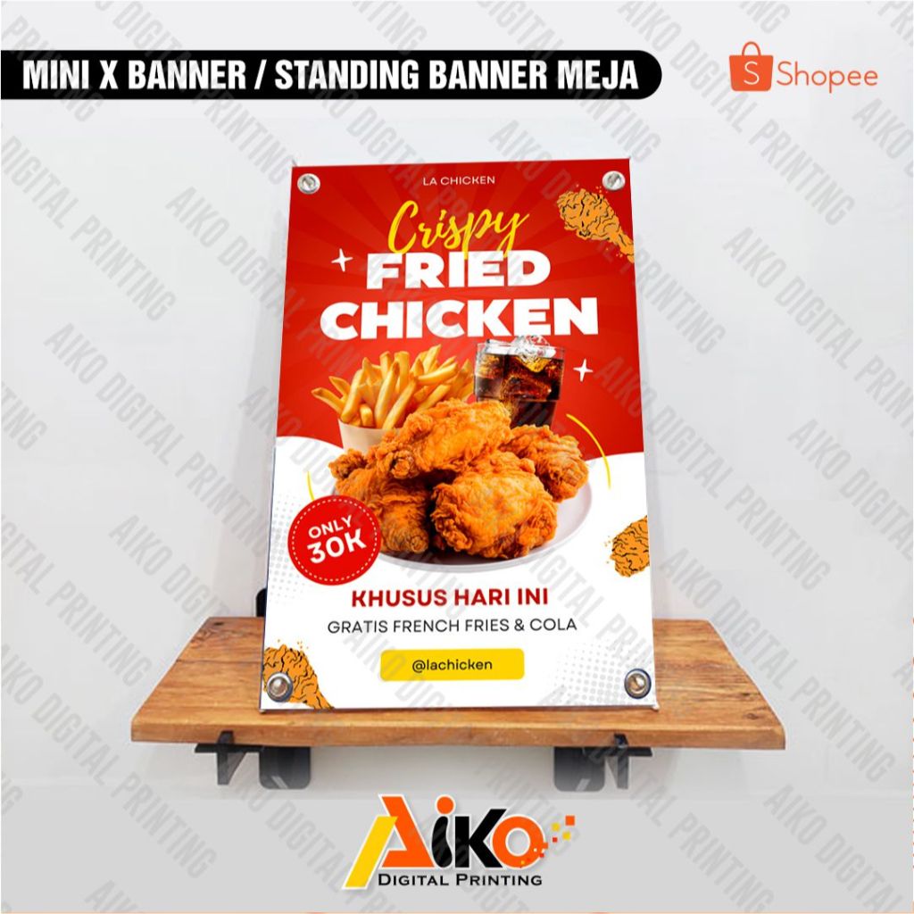 MINI X BANNER / STANDING BANNER MEJA BAHAN LUSTER