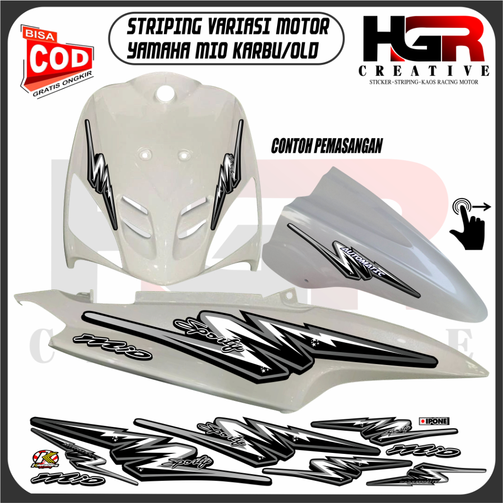 Stiker variasi Lis Body Yamaha Mio Krabu/Old Mio Sporty-Smile Stiker Design Simple Striping Yamaha