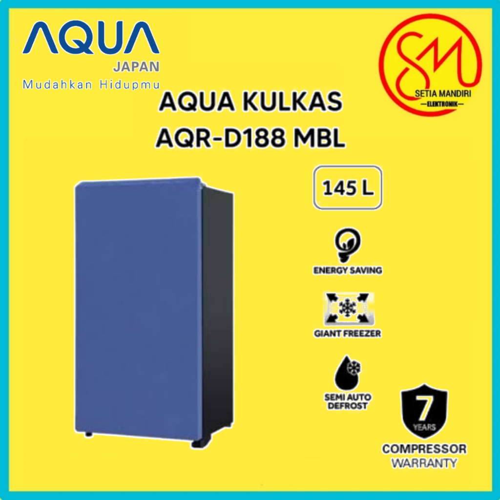 AQUA Elektronik Kulkas 1 Pintu AQR-D188(MBL) 145 L - GARANSRI RESMI