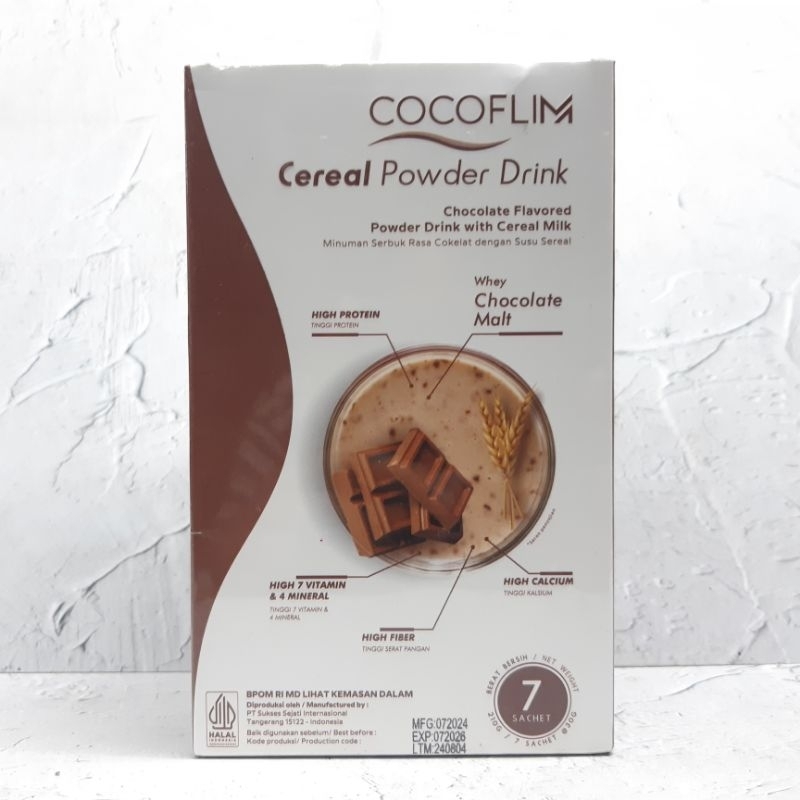 

COCOFLIM powder drink minuman serbuk rasa coklat dengan susu sereal box isi 7 sachet 30gr