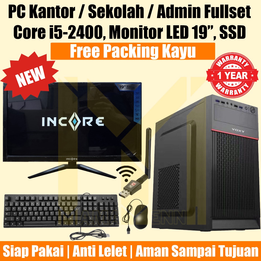 [Baru/New] PC Core i5 Fullset RAM 16 GB SSD HDD/Paket Komputer/CPU Kantor/Office/Admin/Sekolah 1 Set