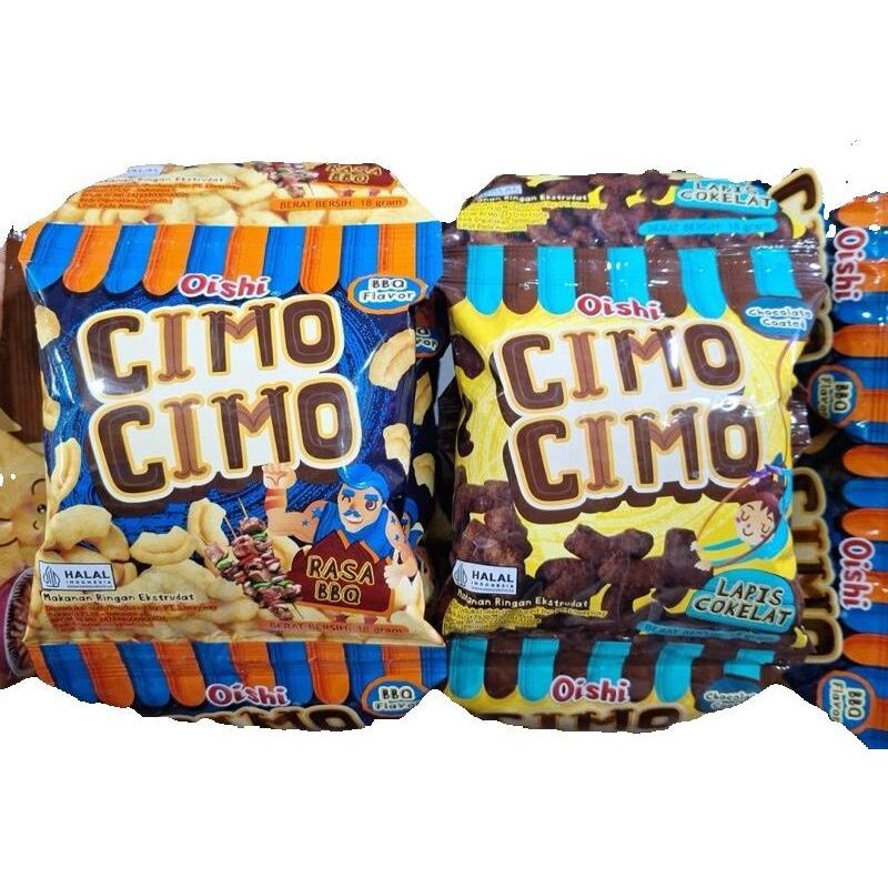 

OISHI CIMO CIMO Chocolate Biskuit Coated isi Cokelat / Barbeque 1 Renceng isi 10 Sachet 18gr