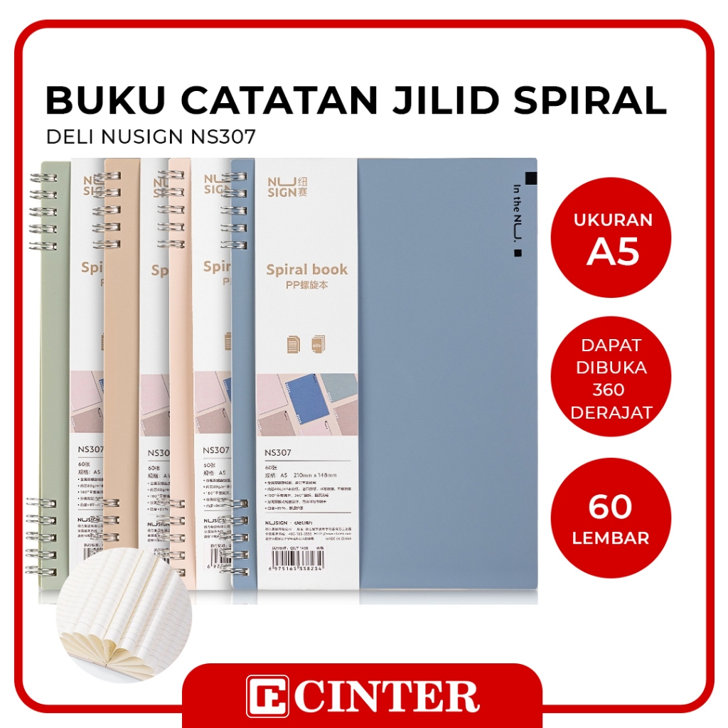 

DELI - BUKU SPIRAL / BUKU CATATAN / SPIRAL BOOK NUSIGN A5 NS307 ISI 60 LEMBAR