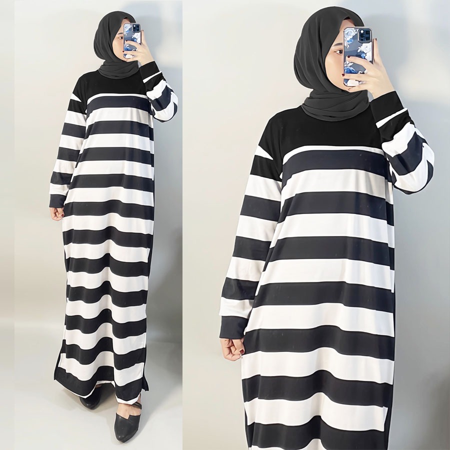 GAMIS AZZA SALUR HITAM PUTIH MAXY WANITA GL FASHION