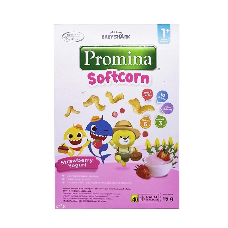 Promina Softcorn 15 Gram 1+ Tahun Crunchies Puff Rasa Yogurt Stroberi 15 Gram