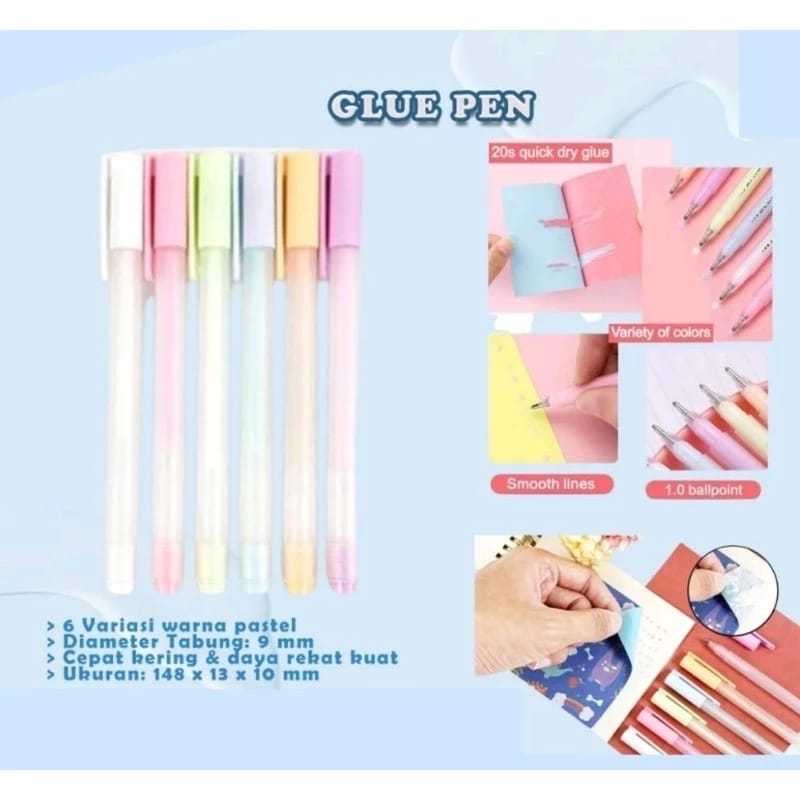 

Pena Lem Kertas Warna Warni cepat kering anti bocor Cair Glue Pen Colour Liquid Glue Pen Bolpoin Lem Kertas