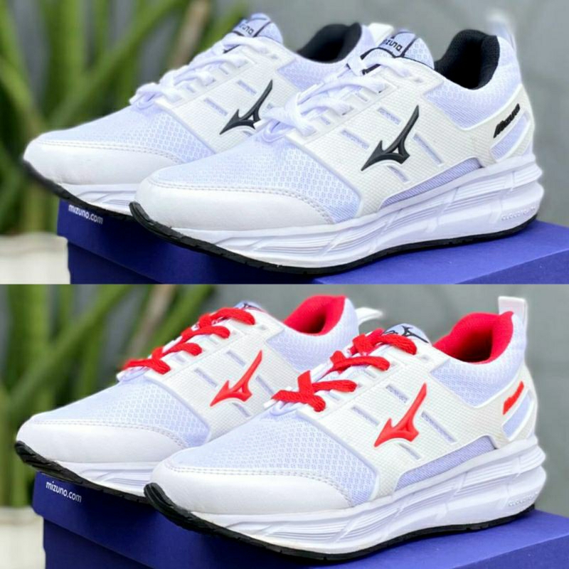 MIZUNO Sepatu putih hitam merah hijau anti slip olahraga joging running lari gym sport fitness zumba