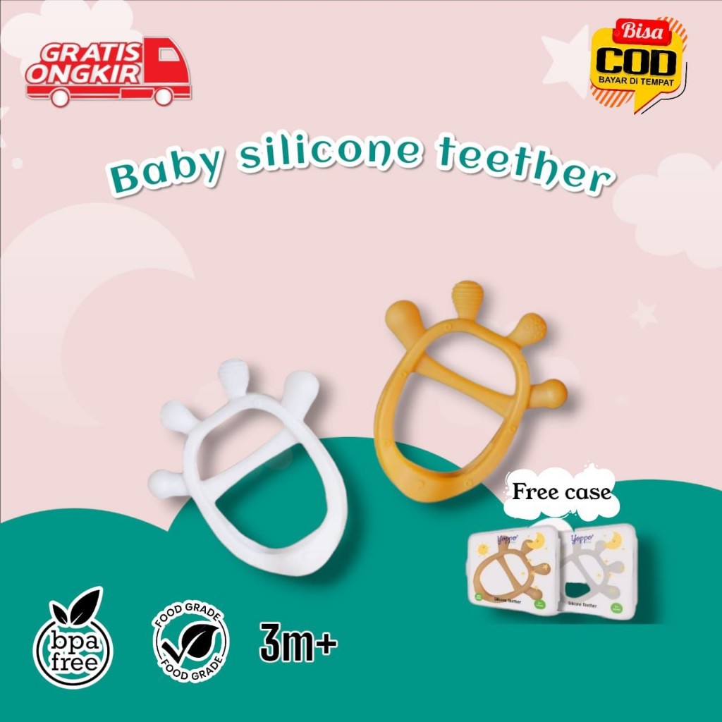 Yoppo Baby- Teether Bayi Premium silikon BPA FREE/ Gigitan Bayi / Mainan Bayi
