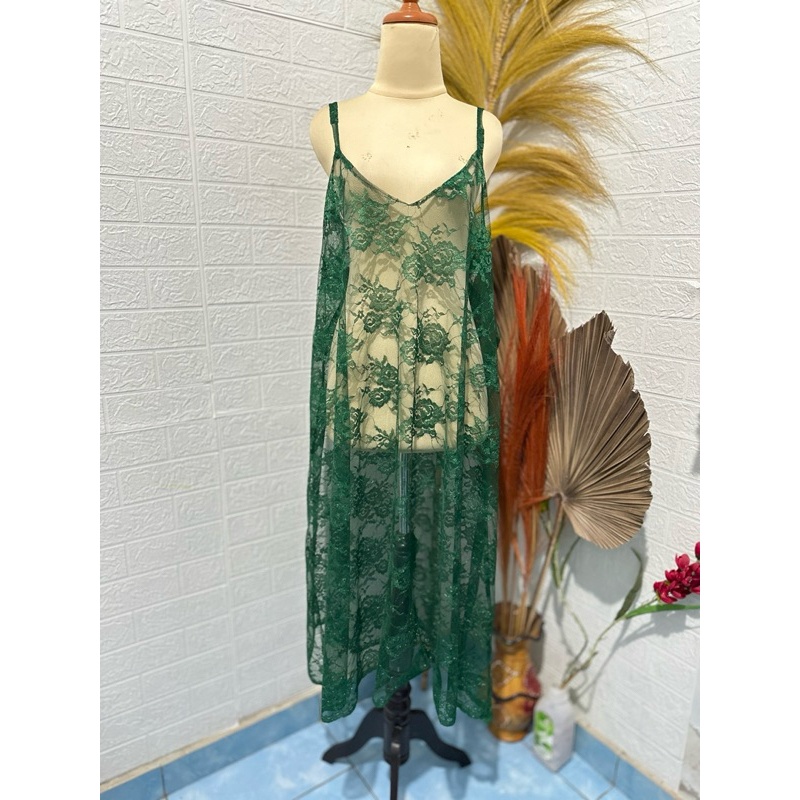 DRESS Renda VNECK Melya Outer dress / Dress over jeans brokat lace