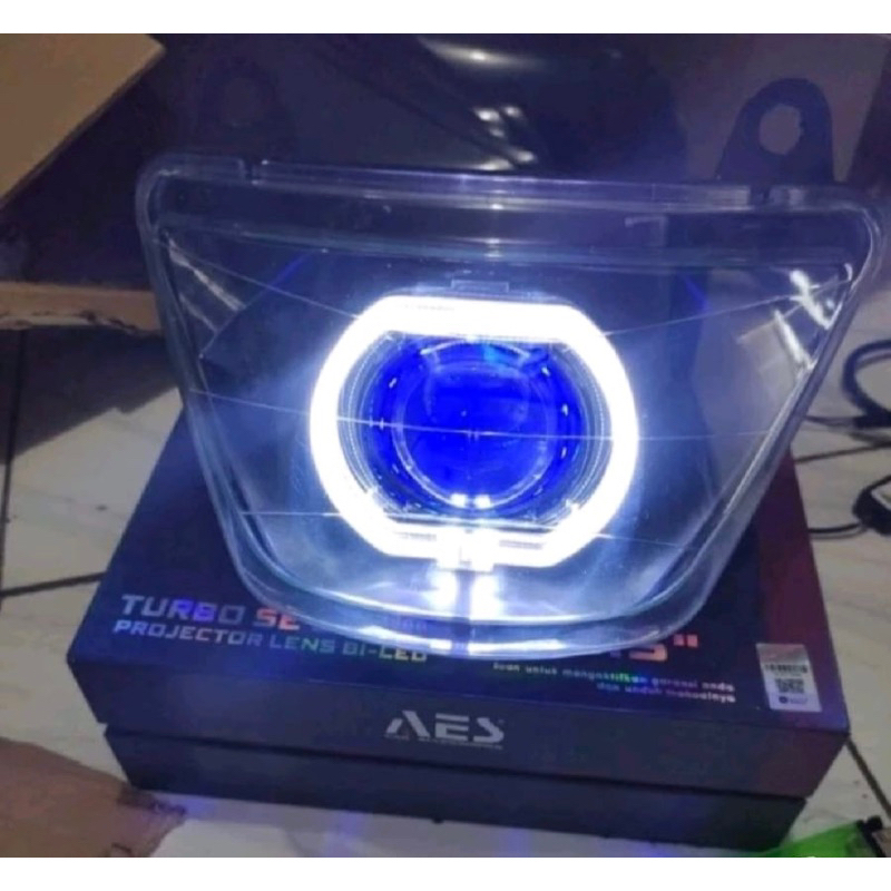 Lampu depan reflektor ninja rr old set biled aes turbo super terang set relay tinggal pasang
