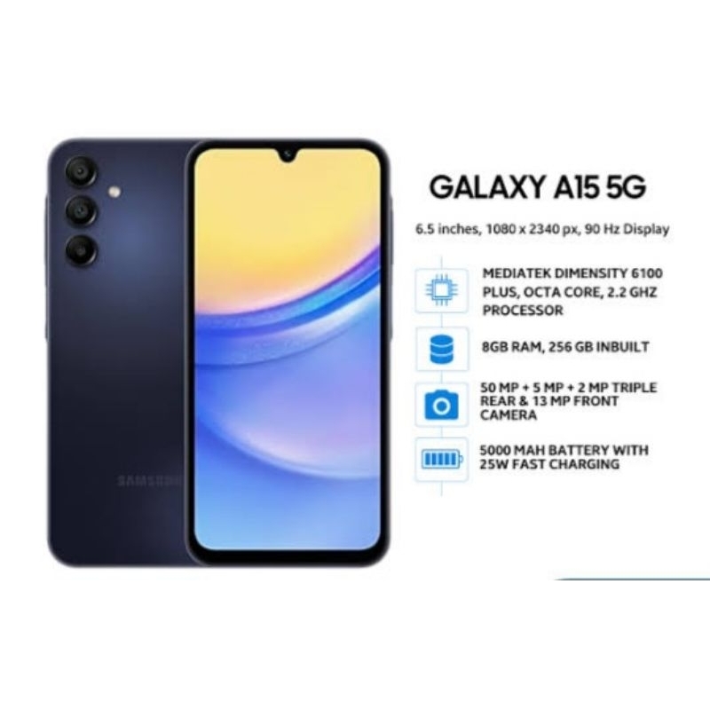 SAMSUNG GALAXY  A15 5G  RAM 8/256 GB  BONUS ADAPTOR 25W