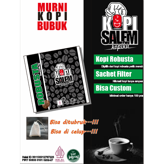 

KOPI SALEM Robusta Bubuk Murni Sachet Filter (10 gram)