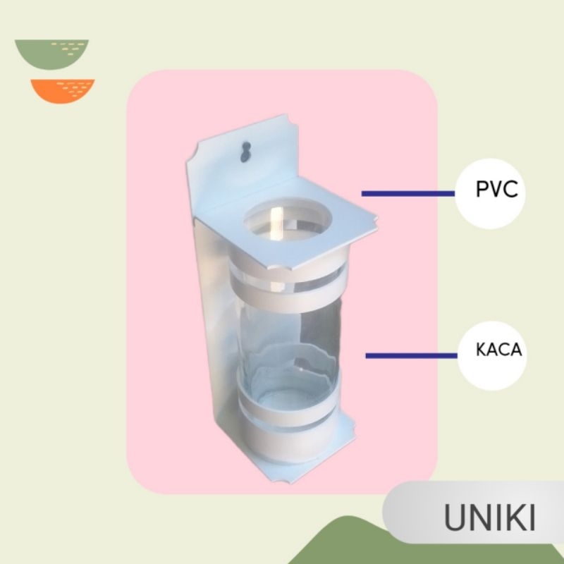 Pot Bunga Tempel Dinding Kaca Putih