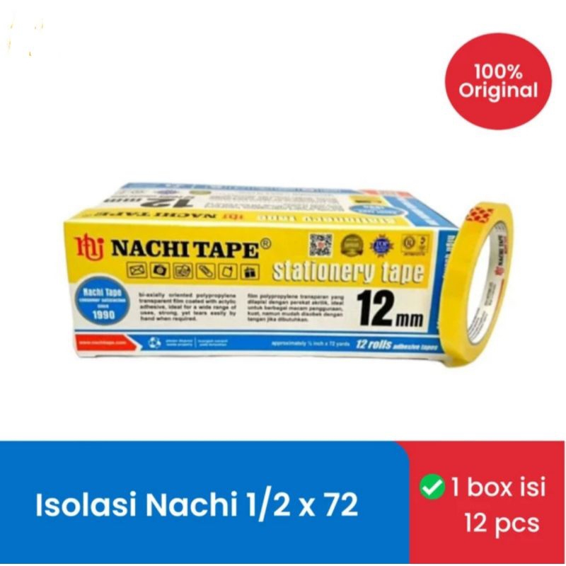 

Isolasi Nachi Tape 12mm x 72yard / Isolasi Nachi Tape 1/2 inchi x 72 yard