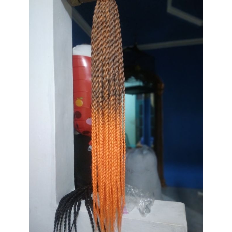 Rambut sambung lilit dua warna panjang 60cm