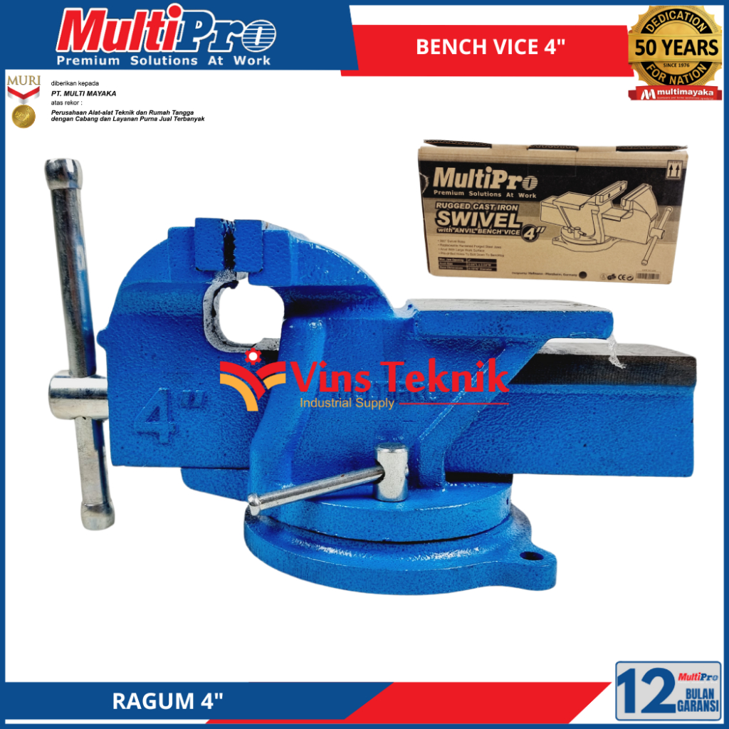 Ragum MULTIPRO 4" Bench Vice Swivel Catok Paron MULTIPRO