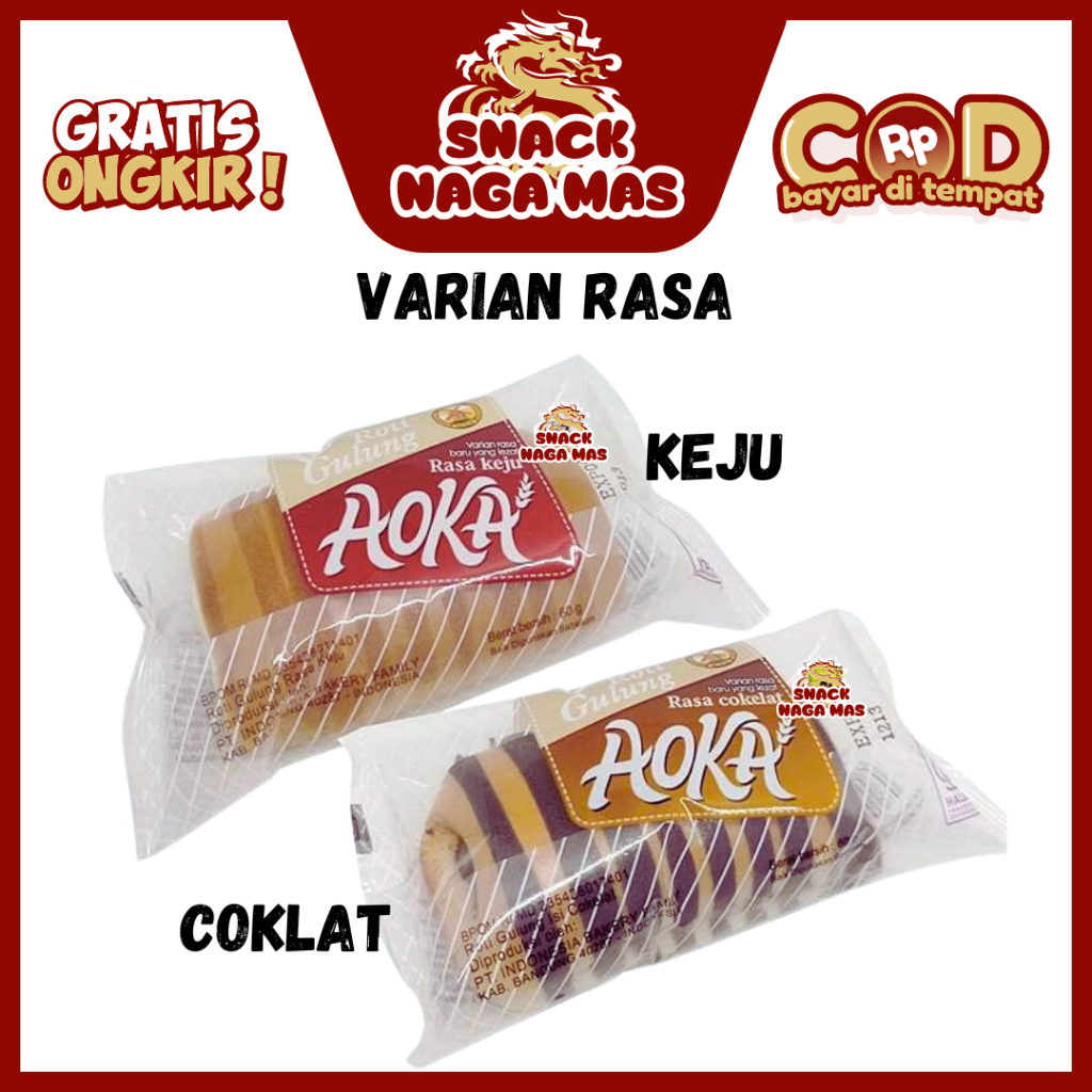 

ROTI GULUNG AOKA RASA KEJU DAN COKLAT [1 PACK ISI 10 PCS]