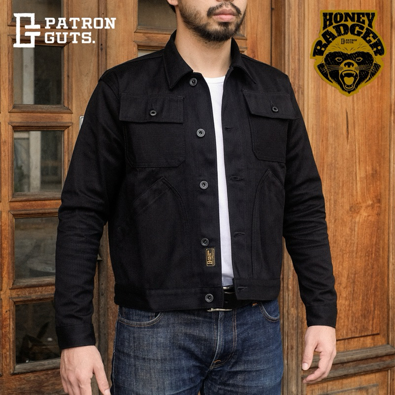 PATRON Honey Badger Selvedge Trucker Boxy Jacket Pria