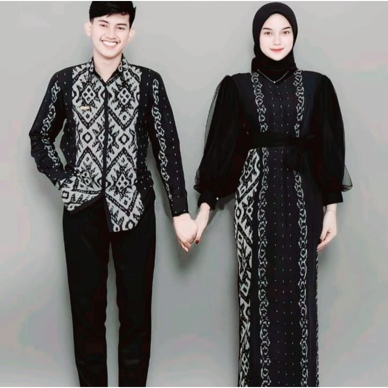 GAMIS TENUN NEW PADMA HITAM-BAJU COUPLE TENUN KELUARGA-BAJU COUPLE KONDANGAN