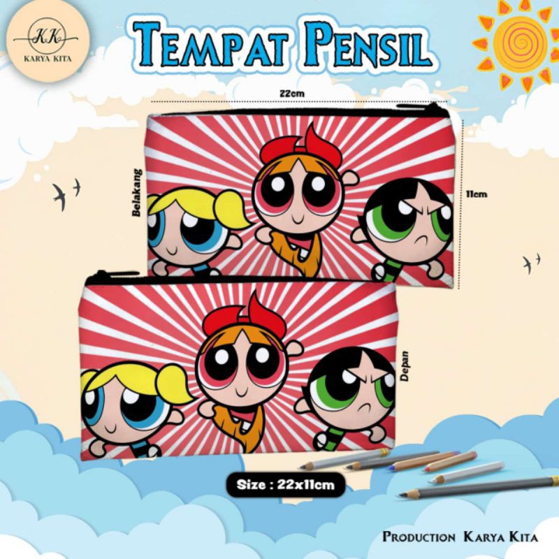 

tempat pensil/kotak pensil karakter anak POWER PUFF GIRL 06 bahan import kualitas premium