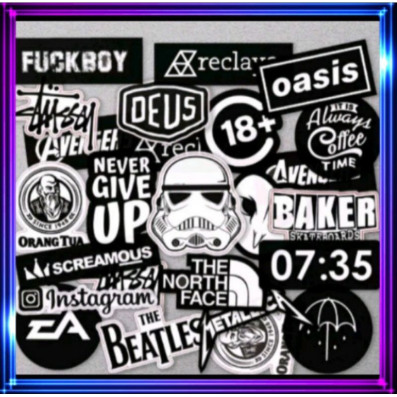

[ 1 pack = 8 15 & 20 pcs ] Stiker skateboard warna dinding motor botol distro band musik gitar lemari helm distro aesthetic