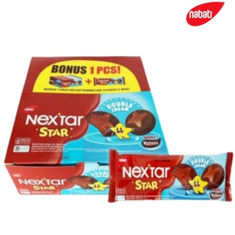 

Nextar Star Biskuit Cokelat dengan Krim Rasa Cokelat 1 Box Isi 10+1pcs