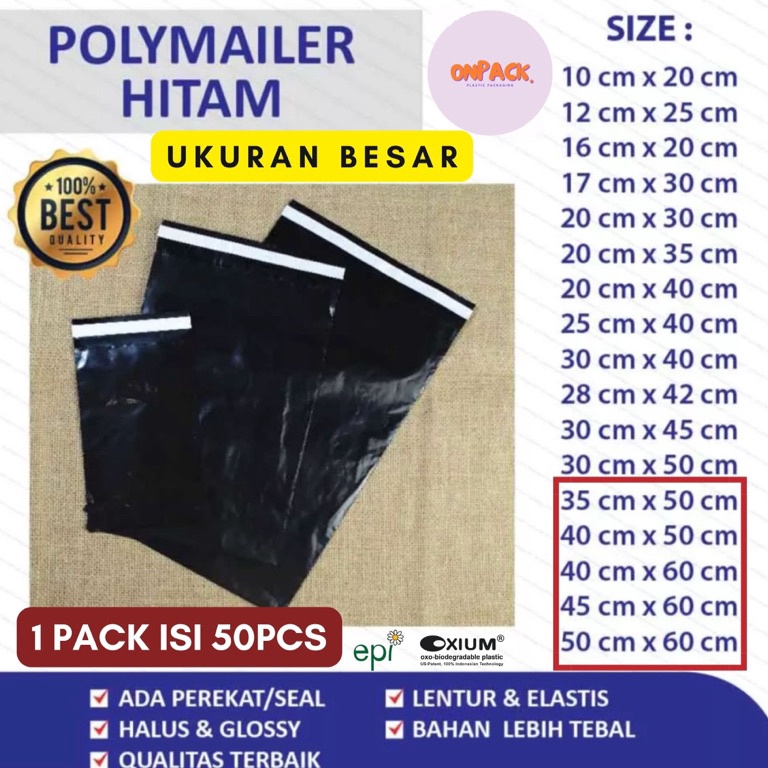 

Readystock Plastik Polymailer Hitam Ukuran Besar 1Pcs RAMAH LINGKUNGAN V66