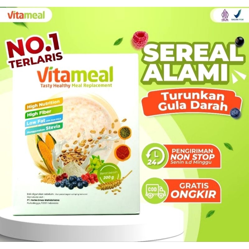 

VITAMEAL Sereal Alami Multigrain Penurun Gula Darah Tinggi Obat Diabetes Kolesterol Menurunkan Kadar Gula Darah*