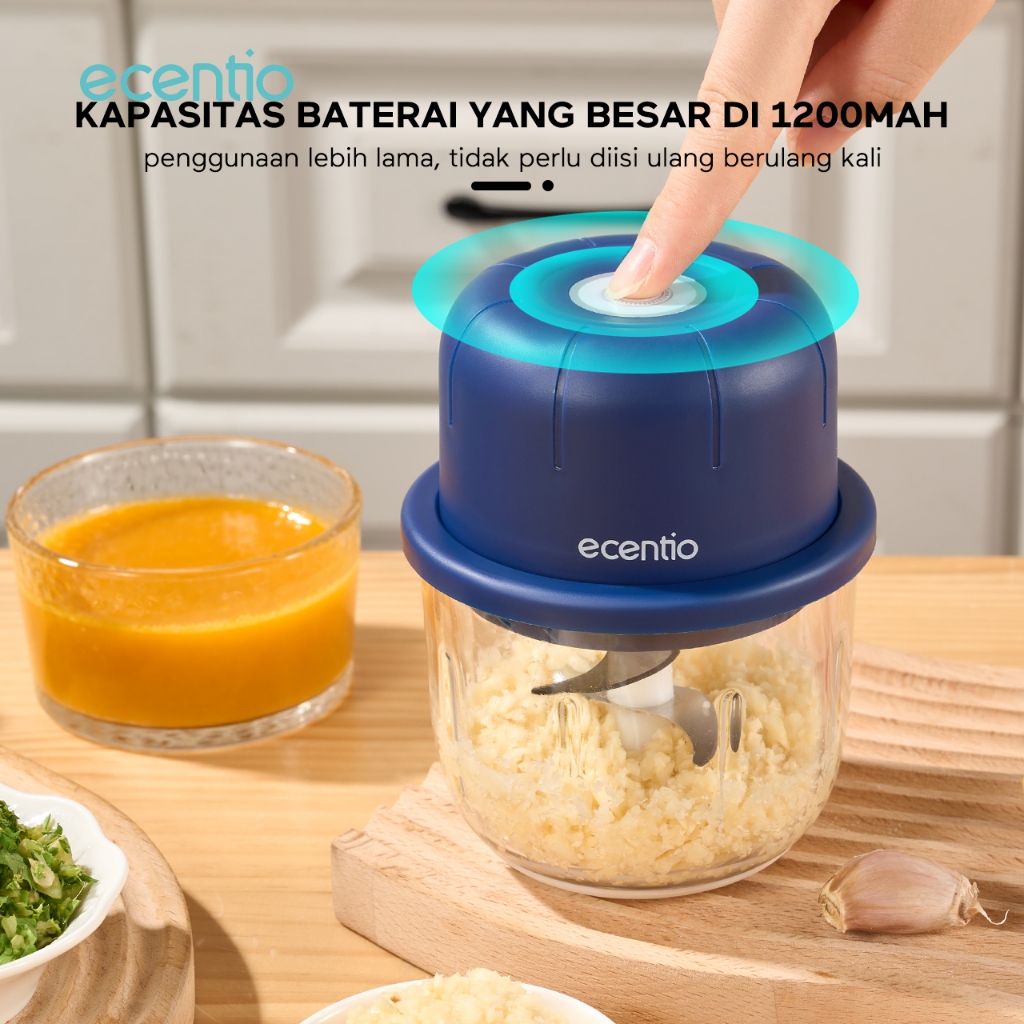 _Gabelio - Ecentio Mini Chopper 350ml Kaca 6 Pisau Portable