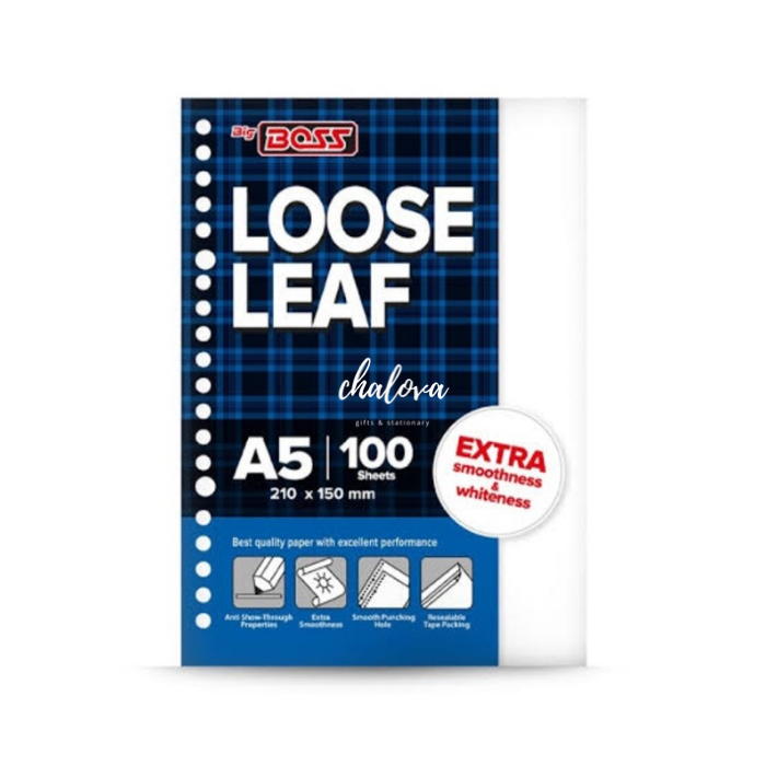 

[PAK] LOOSE LEAF BIG BOSS POLOS A5-100 PUTIH/KERTAS BINDER/ISI BINDER