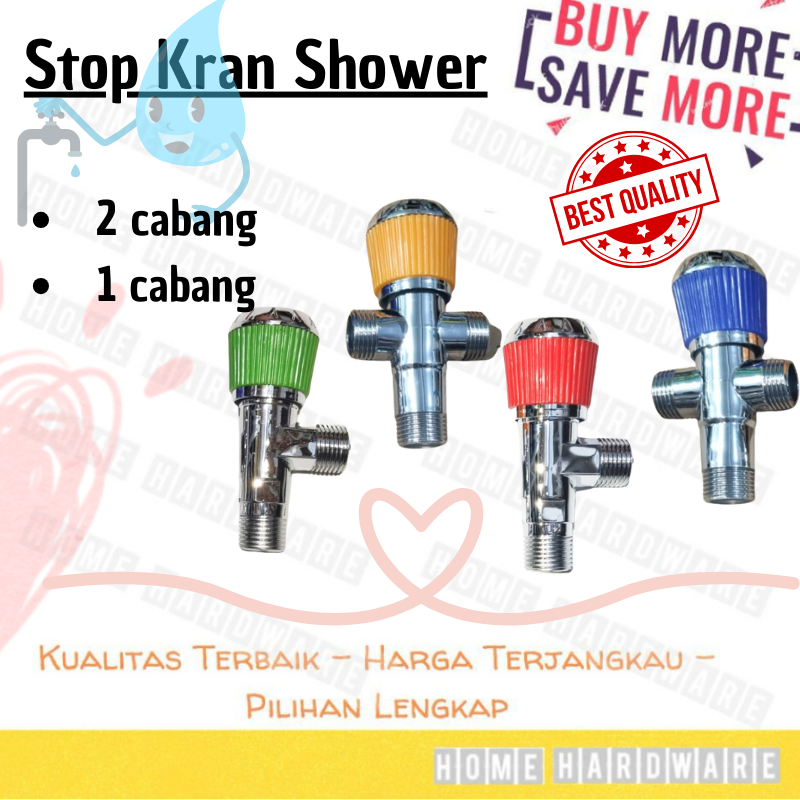 Stop Kran Air Wastafel / Stop Kran Shower Kloset 1/2 Inch Bidet 2 Cabang T&F