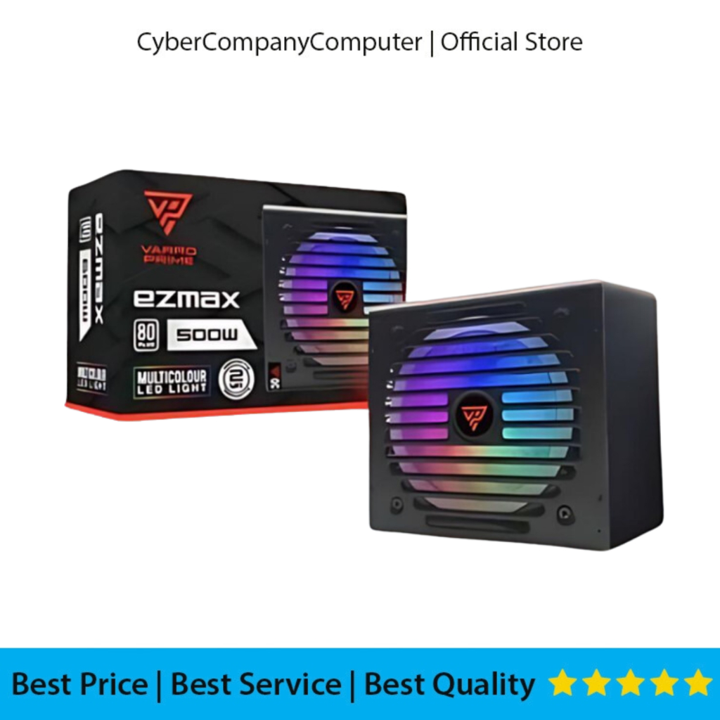 PSU VARRO EZMAX 500 Watt 80 Plus - Power Supply Varro Prime Ezmax 500 Watt 80+ RGB 8Pin Gaming - Uni