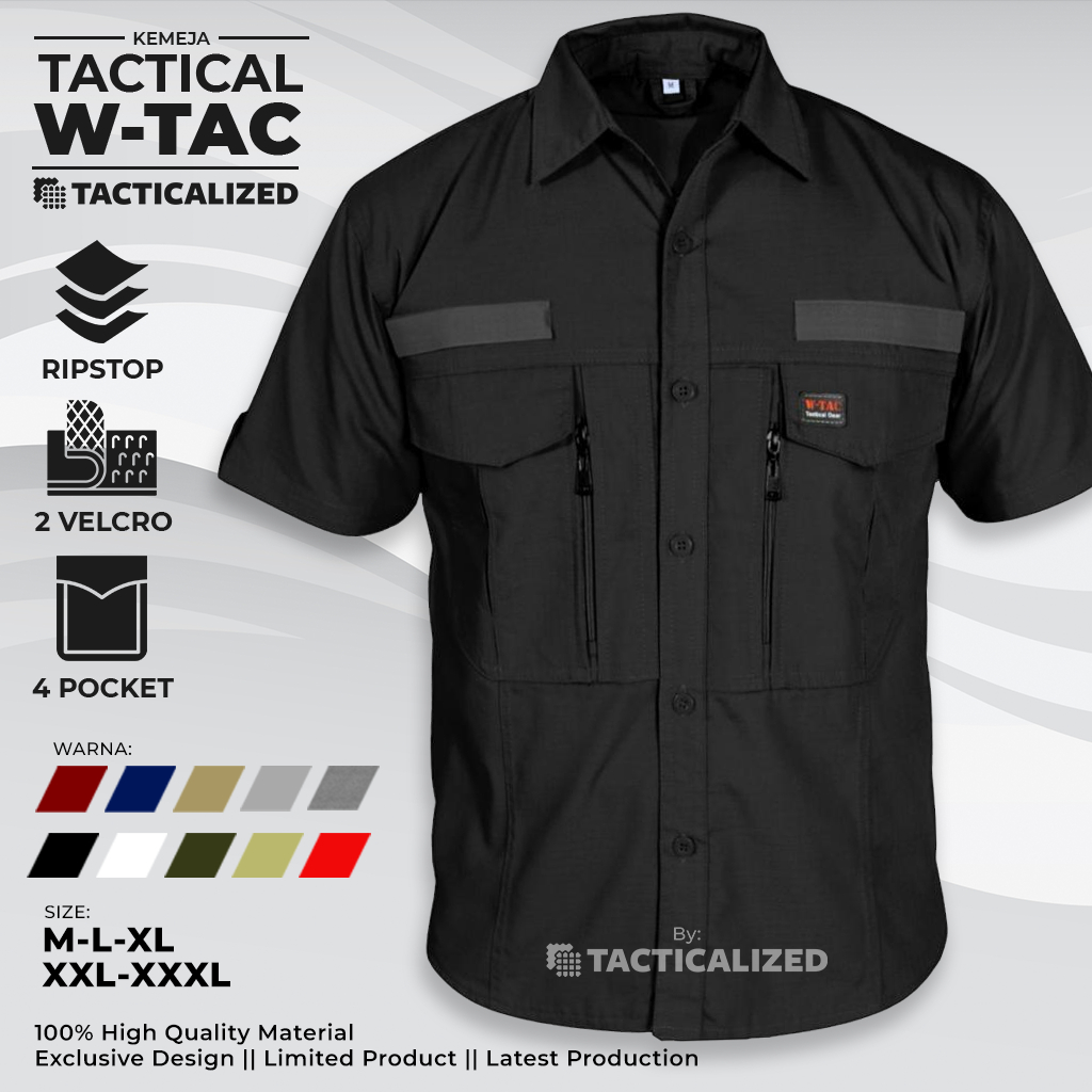 Tactical Pria Lengan Kemeja Tactical Pria Lengan Pendek Bahan Ripstop Baju Kerja Lapangan Lengan Pen