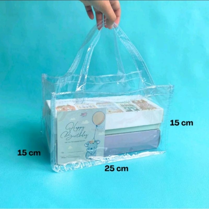 

TAS PLASTIK TRANSPARAN BENING/GOODIE BAG SOUVENIR/BROWNIES 15x25x15/15x30x15
