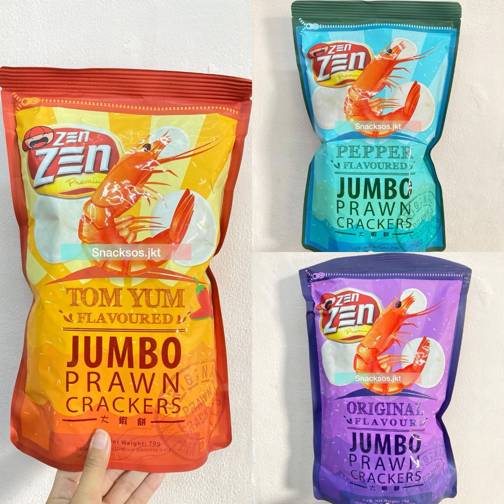 

ZEN ZEN JUMBO PRAWN CRACKERS ORIGINAL / TOMYUM / PEPPER / WASABI - KERUPUK UDANG