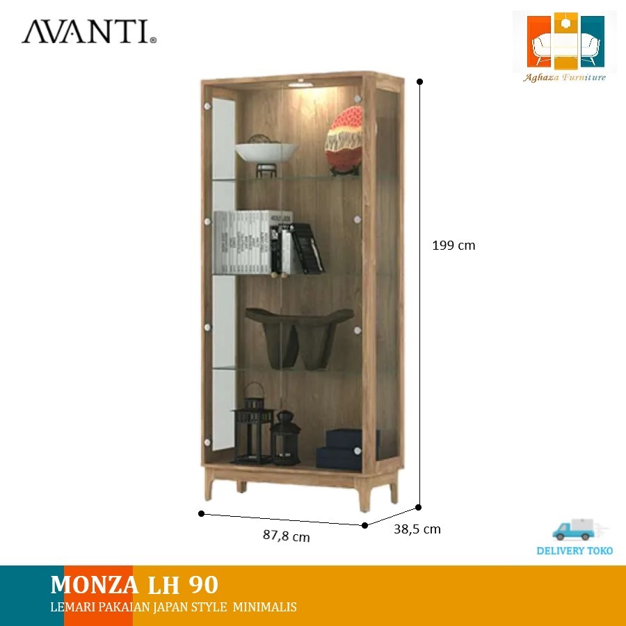 Lemari Hias Pajangan Kaca 1 Pintu 2 Pintu / Lemari Tas / Lemari Display Avanti MOZA LH 50 / MONZA LH