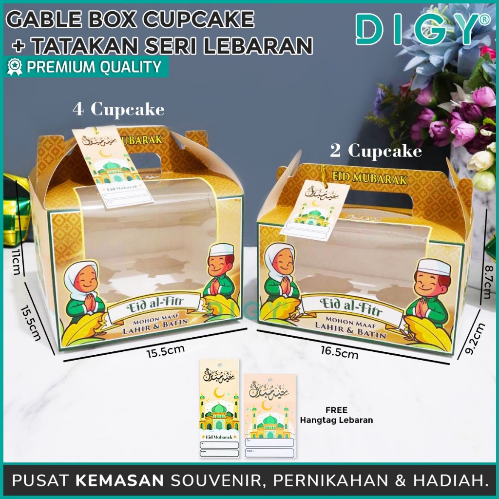 

Box Cupcake + Tatakan Seri Idul Fitri / Box Cupcake Muffin / Kotak 4 Cupcake / Box Kue Toples / Dus Kue Kering / Kotak Lebaran / Souveni