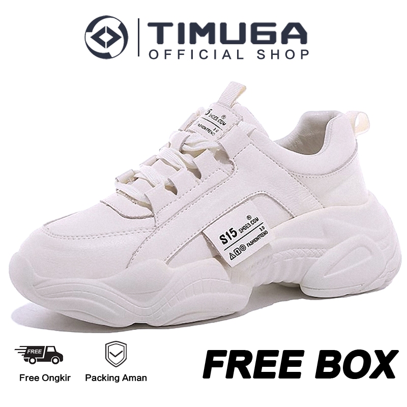 TIMUGA Sepatu Olahraga Cewek Putih Sneakers Wanita Sepatu Kets Casual Sports Running Shoes WD109