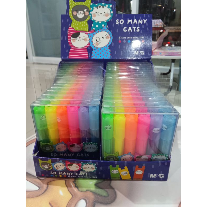 

SO MANY CATS 6 CUTE MINI HIGHLITERS