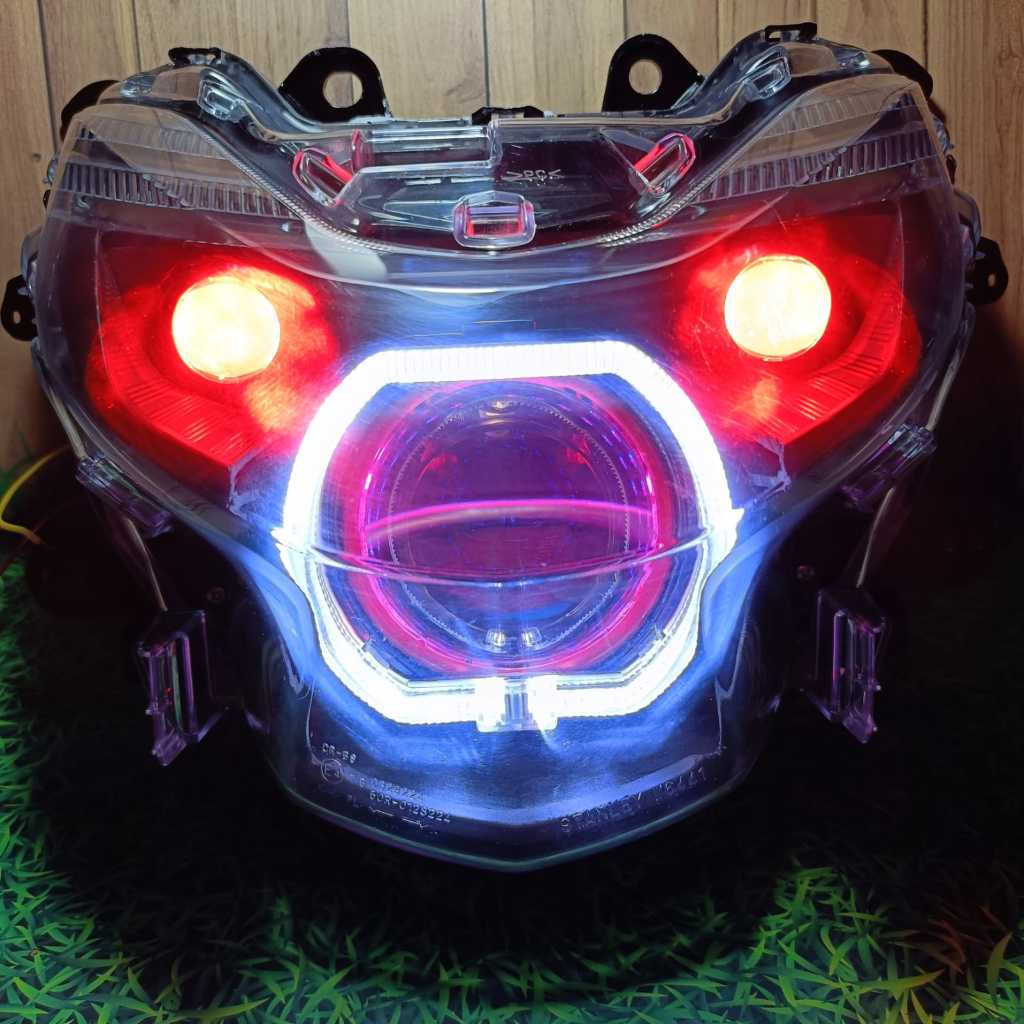REFLEKTOR LAMPU DEPAN BILED YAMAHA MIO GEAR BILED VAHID E10+ LENGKAP D2 LASER 20 WATT