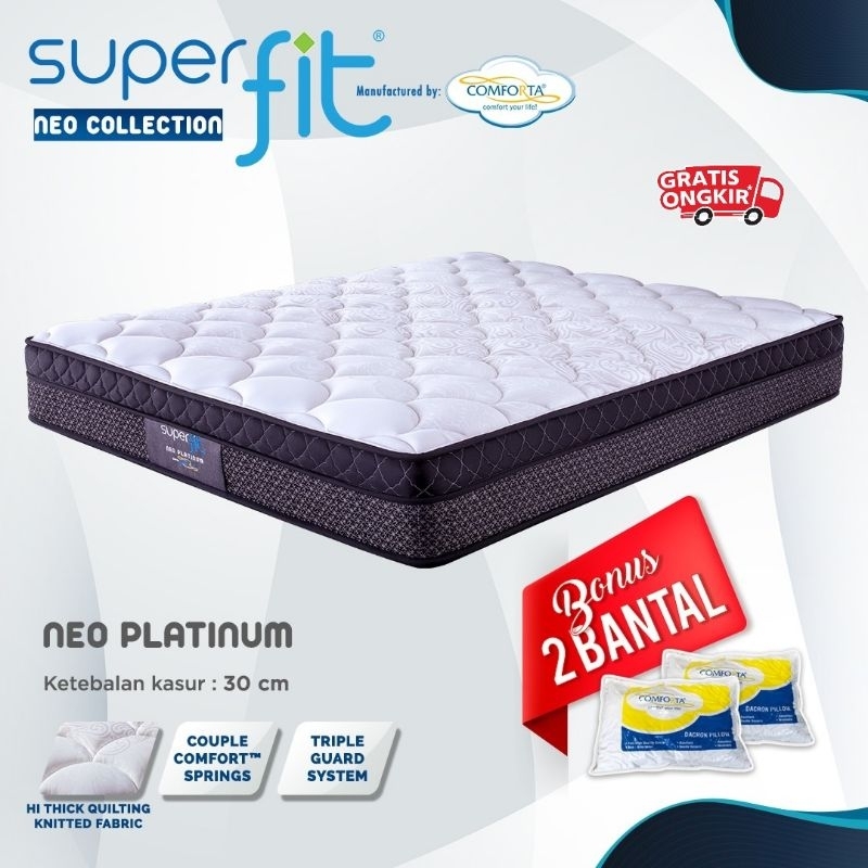 kasur matras springbed plushtop spring bed Comforta - Superfit  tipe Neo Platinum 200x200, 180x200, 