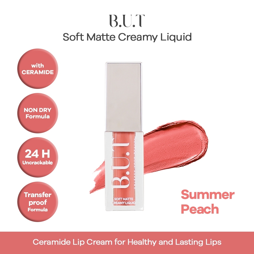 B.U.T SOFT MATTE LIPCREAM SUMMER PEACH |  Lipcream Transferproof Tahan Lama 24 Jam | Lipcream Awet T